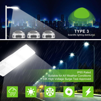 OPENLUX 320W LED Parking Lot Light with Photocell UL Listed 48000LM 5000K LED Shoebox Light Pole Flood Fixture IP65 Commercial Area Lighting Arm & Slip Fitter in 1 Mount, AC100~277V