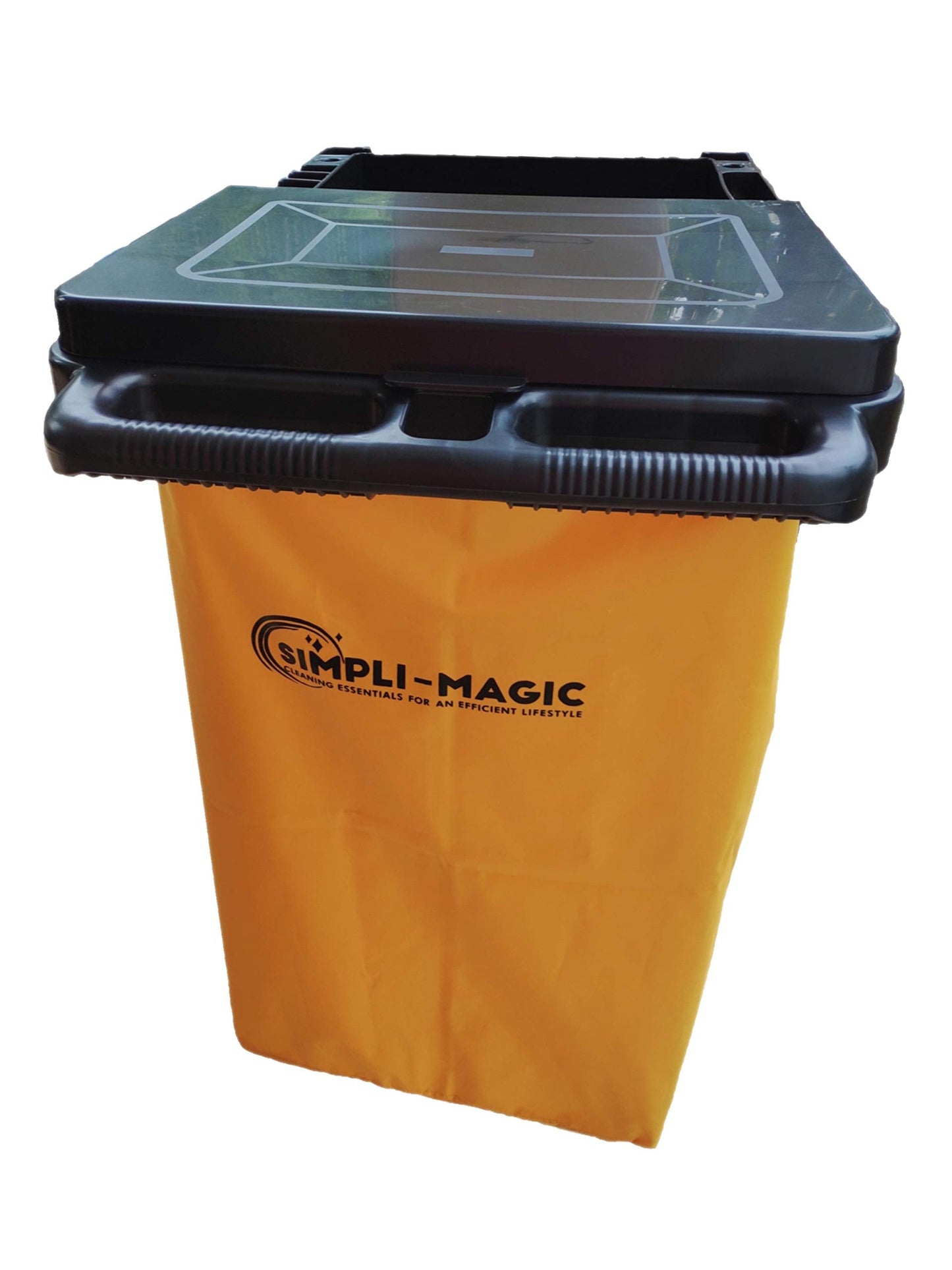 Simpli-Magic Janitorial Cart, 330 lbs Capacity – 3-Shelf Commercial Housekeeping Cleaning Cart on Wheels, 25 Gallon Bag with Lid – Stable, Smooth Movement