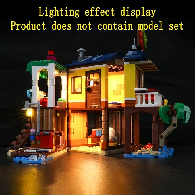 LED Light Kit Compatible with Lego Surfer Beach House - Lighting Set for Creator 31118 Building Model (Model Set Not Included)