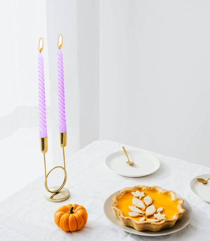 10 Inch Lavender Purple Spiral Taper Candle Set, 10 Pack Unscented Dripless Candlesticks for Dinner Party Wedding and Home Decoration