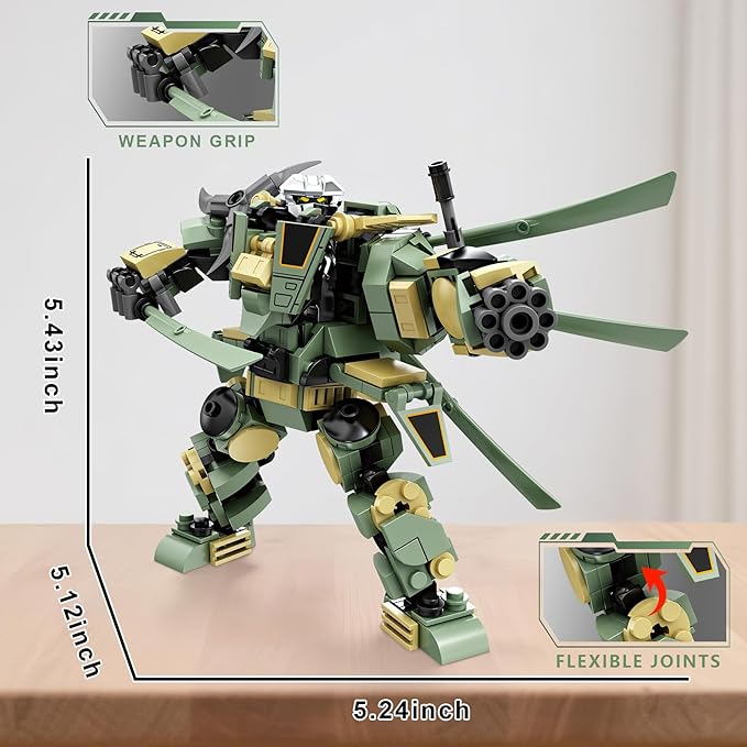 Transforming Mech Robot Building Blocks Set 4 Kinds of Destroy Warrior City Mecha Action Figure with Weapons Cool Creative Robots Toys Gift for Teens Boys 14+ (1448 PCS)