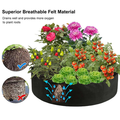 Raised Garden Bed, 2-Pack 50 Gallon Round Fabric Garden Grow Bags - Heavy Duty Breathable Fabric Planter Containers for Gardening Vegetables, Herbs, and Plants - Outdoor