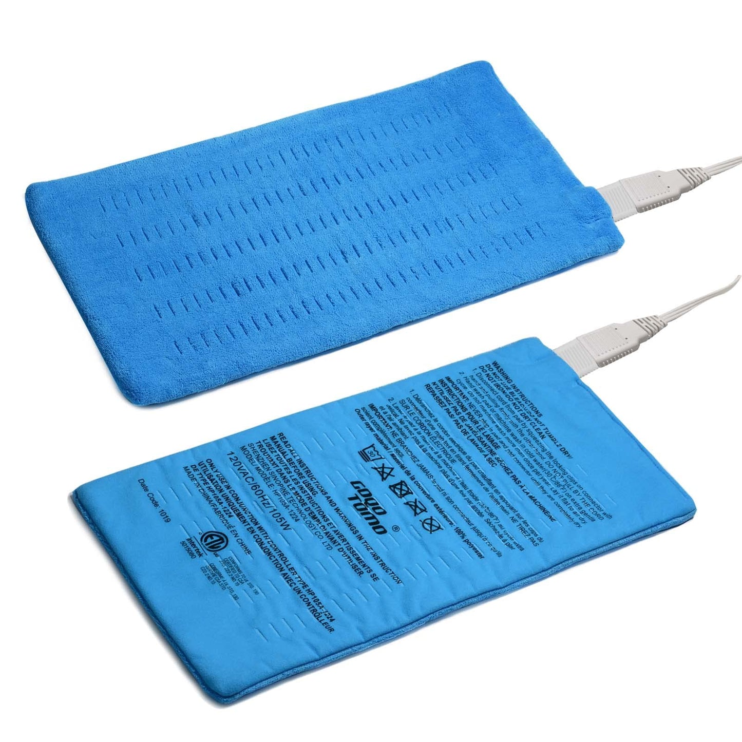 GOQOTOMO Full Weighted Electric Heating Pad for Back/Waist/Abdomen/Shoulder/Neck Pain and Cramps Relief - 2.3 lb Weighted with Auto-Shut Hot Heated Pad(12 * 24", LB002) Blue&White Grid