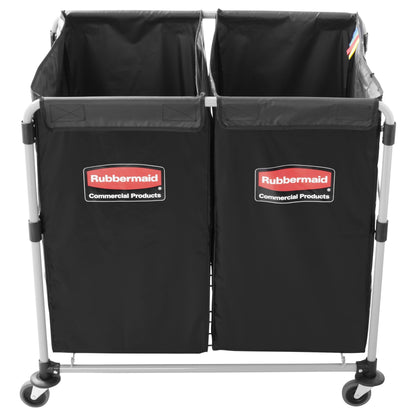 Rubbermaid Commercial Products Collapsible X Cart, Black Multistream, Steel Industrial Laundry/Trash Cart with Wheels for Hotels/Hospitals/Nursing Homes/Offices