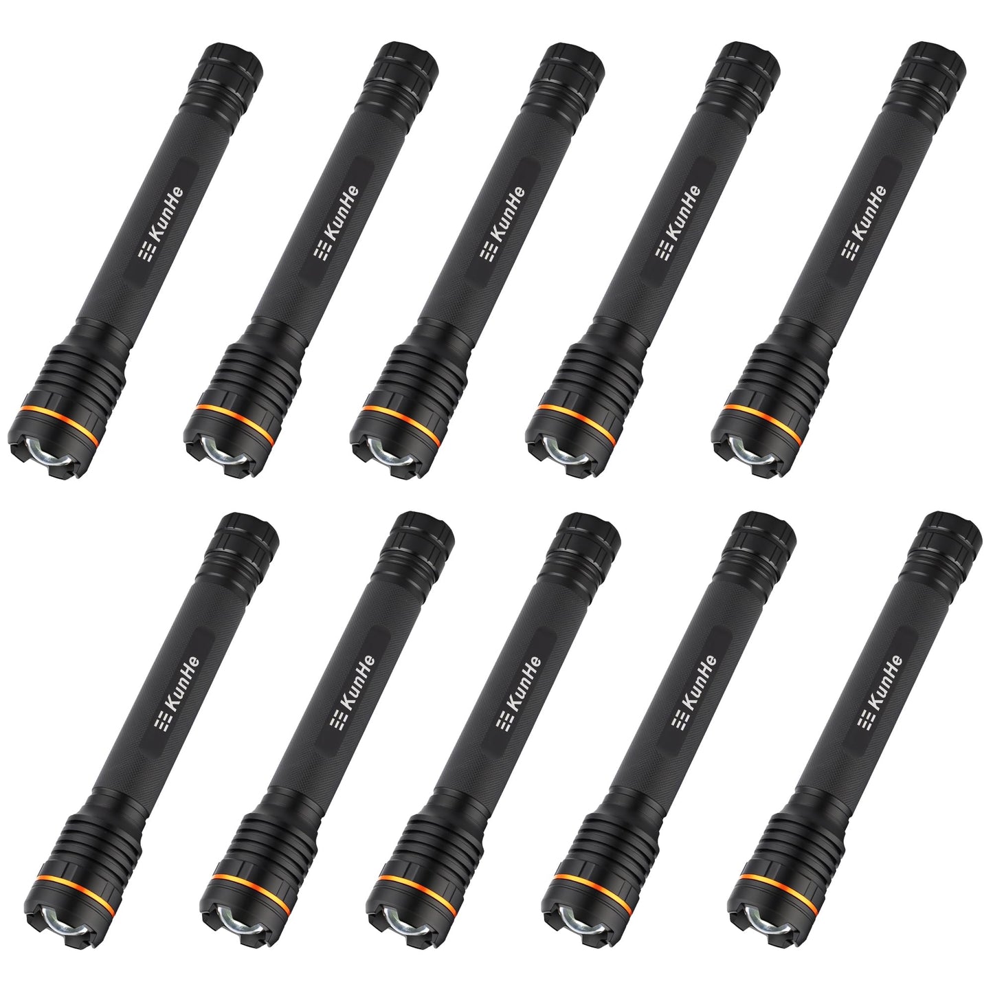 KunHe 10 Pack Heavy Duty 4D Cell LED Flashlights Large Aluminum Zoomable High Lumens 2000 LM Police Flash Light- Big Flashlight for Home Emergency Power Outages Camping Car(Batteries not Included)