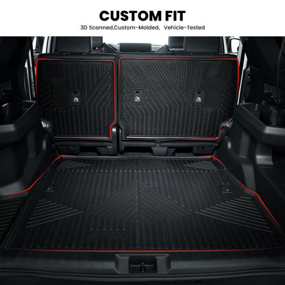 LASFIT Cargo Mat for Toyota 4Runner 2010-2024 (Only Fit 5-Seats) Back Seat Protector for 5th gen 4Runner Seater Accessories (Fit W/O Sliding Cargo Tray, Rear Backrest Mats+Rear Trunk Mat)