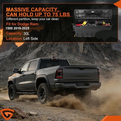 GEARLAST Truck Bed Storage Box Fit for Dodge Ram 1500 2019-2025 Drive Side, Left Toolboxs SwingCase