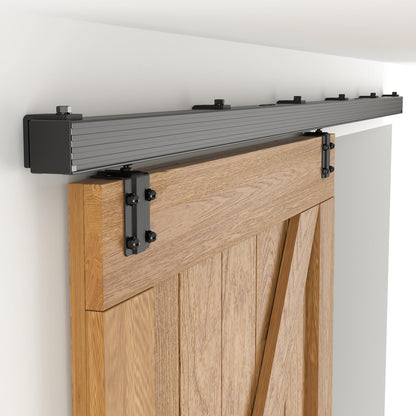 WINOVERCO 10FT/120'' Exterior Sliding Barn Door Hardware Kit, Box Rail Track,Heavy Duty Aluminium Alloy Wall Mount Kit for Indoor/Outdoor Single Door Use(NO Door)