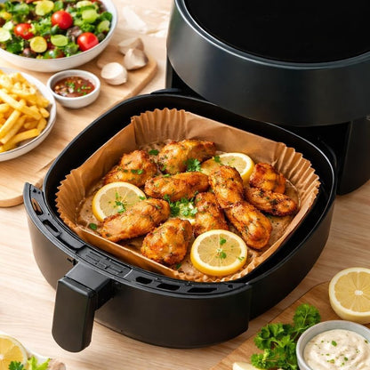 Disposable Air Fryer Parchment Liners, 50 Count Square Nonstick Inserts, Prevent Sticking & Grease Buildup