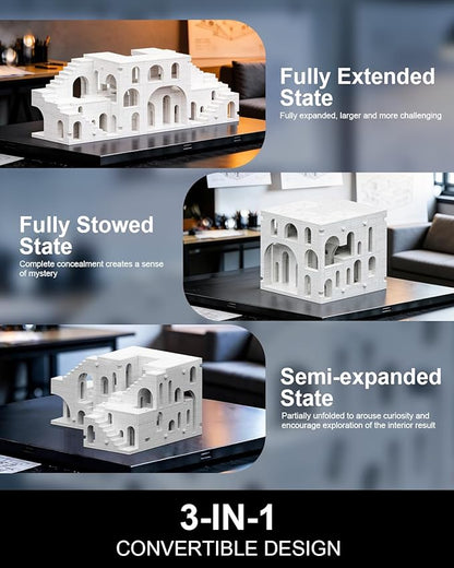 dOvOb Architectural Transformable White Castle Building Blocks Set - 1170PCS Construction Magic Maze Mode Collectible Display Set for Adults and Teenagers