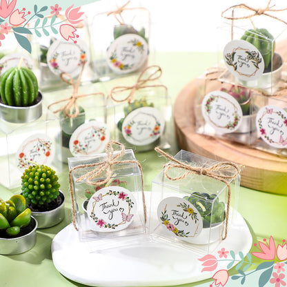 MTLEE 48 Sets Cactus Tealight Candle Gift Delicate Succulent Cactus Candle Mini Plant Party Favor for Valentine's Day Holiday Bridal Shower Fiesta Birthday Anniversary Celebration Wedding