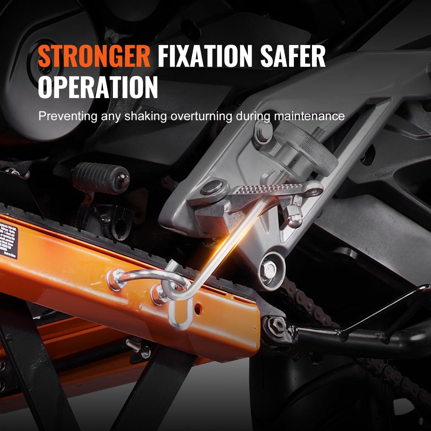 VEVOR Hydraulic Motorcycle Lift Table, 350 lbs Capacity Motorcycle Scissor Jack Lift with Wide Deck, J-Hooks, 4 Wheels, Hydraulic Foot-Operated Jack Stand for ATV Dirt Bikes