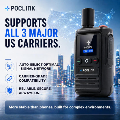 Lifetime Free Global Walkie Talkies Long Range, POC-1 Lite, 4G LTE Unlimited Range POC Two-Way Radios with Bluetooth & APP, 3000mAh Rechargeable Walkie Talkies, Support User Self-Group Creation