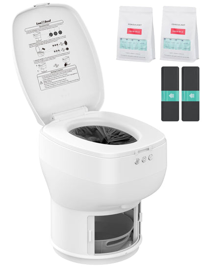 Modiwell Dry Flush RV Toilet, Waterless Self-Contained Rechargeable Sealing Toilet, Easier to Use, Ideal for RVs - Loo Seal R1808