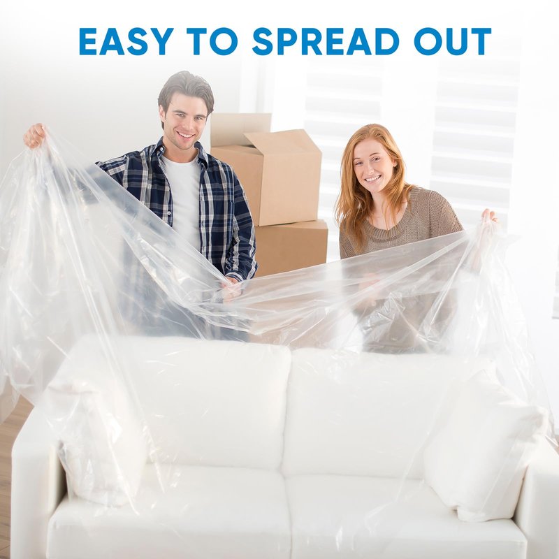 TICONN 12 x 9 Ft Plastic Drop Cloth for Painting, Waterproof Painters Plastic Sheeting, Painting Tarp for Furniture Cover, Floor Protection (6PK, 1.2Mil)