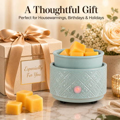 Wax Melt Warmer for Scented Wax,3-in-1Ceramic Wax Warmer Fragrances Candle Oils, Home Fragrance Burner,Electric Candle Warmer Perfect Christmas Gifts for Mom Women(Gree)
