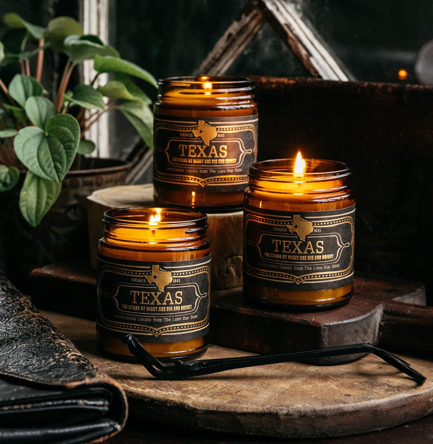 Jackson Vaughn Scented Texas Candle, Texas - Scents of Wild Sage, Vanilla, Campfire - 9oz Jar - 40 Hour Burn Time