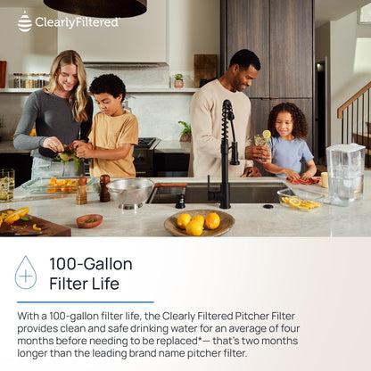 Clearly Filtered Filtered Water Pitcher - 80 Fl Oz, NSF Certified - Targets 365+ Contaminants - Fluoride, PFAS, Lead, Chlorine, Microplastics - BPA/BPS Free - 10 Cup Filter (Pitcher Includes 1 Filter)