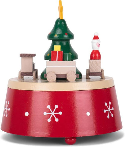 Cottage Garden Musical Christmas Figurine - Rotating Tree with Red Snowflakes | 6-Inch Plays Jingle Bells