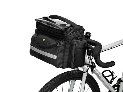Topeak TourGuide Handlebar Bag DX with Fixer 8 – 8.1L Large-Capacity Touring Bag with QuickClick Mount, Shoulder Strap, Map Pocket, Rain Cover & Reflective Safety Strip