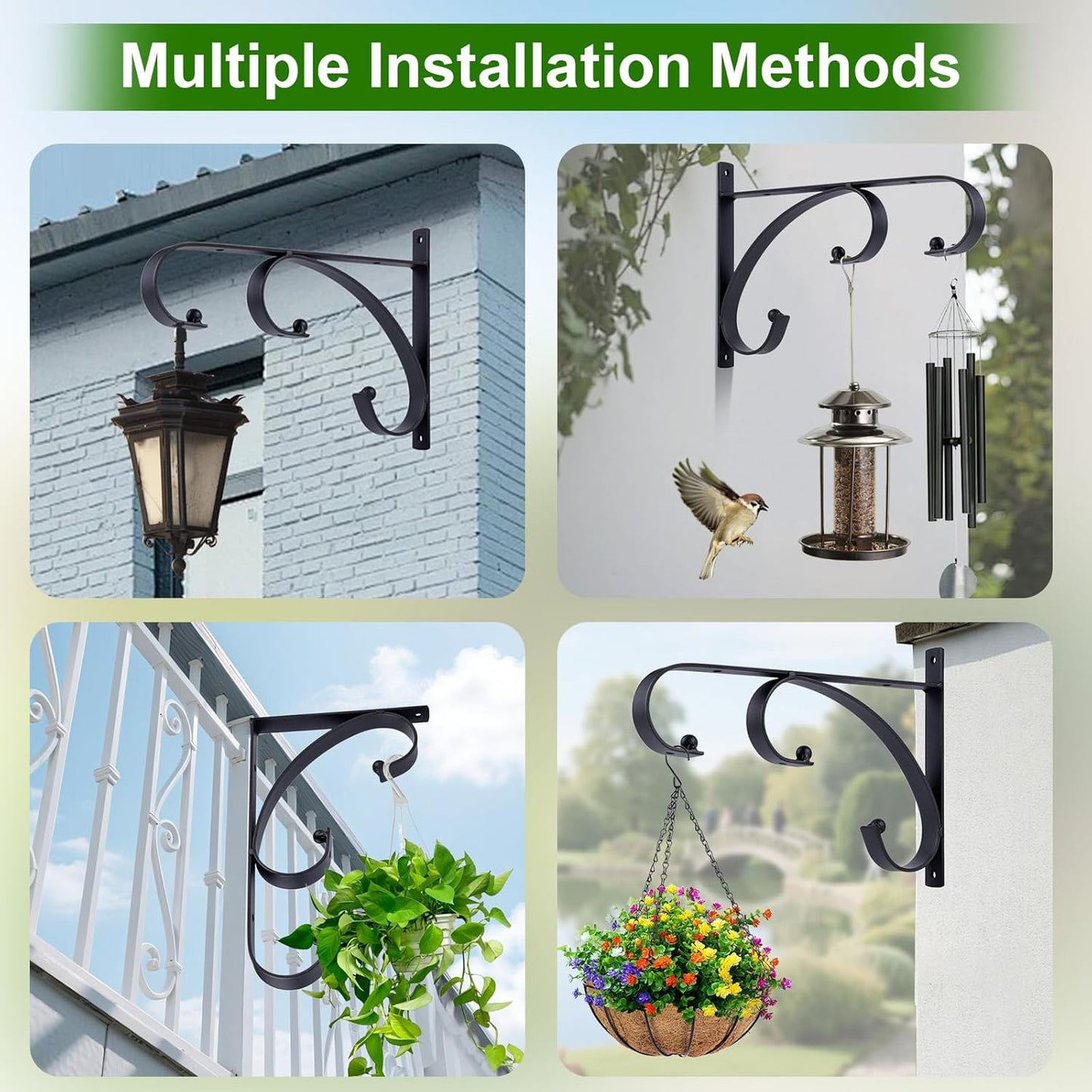 Regine Switzerland 10-Inch Iron Plant Hangers - Decorative Hooks for Indoor/Outdoor Use | 2-Pack