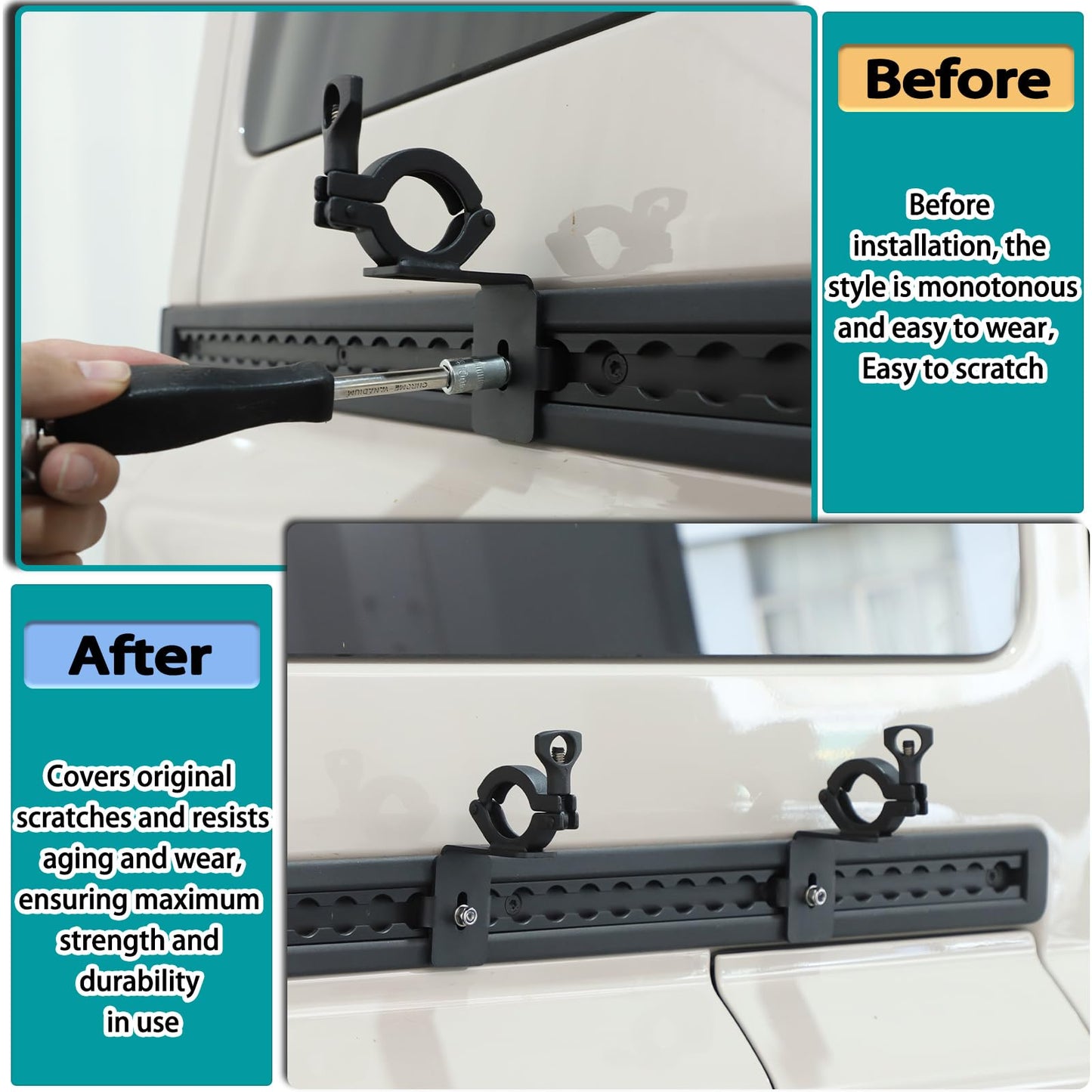 Hudiriy Car Body Side Expansion Rails Shovel Mounts Compatible with Ineos Grenadier 2020 -2025， 2 Pcs Shovel Holder Modular Quick Release Axe Holder Mount Kit External Accessories