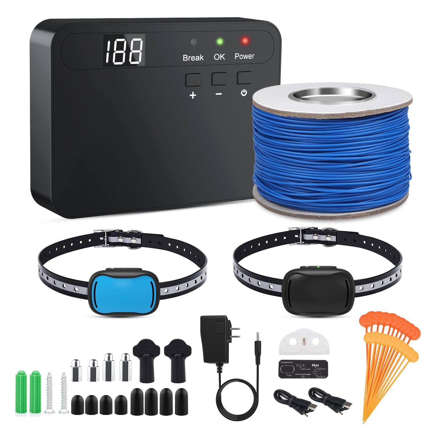 ZZWD Electric Fence for Dogs, Upgraded Underground Above Ground Electric Dog Fence Pet Containment System with Waterproof Rechargeable Training Collar (for 2 Dogs)