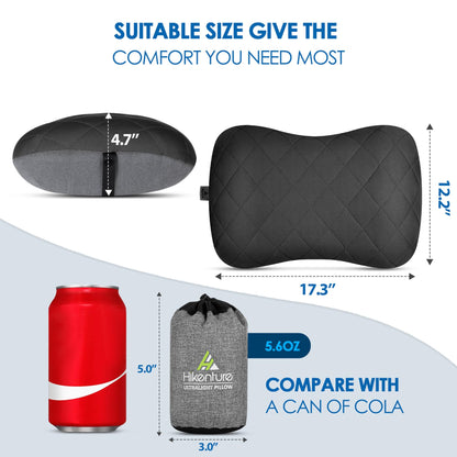Hikenture Ultralight Inflatable Pillow with Removable Cover and 4" Thick Self Inflating Sleeping Pad Set