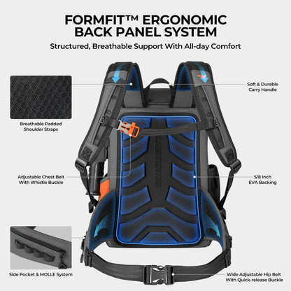 KastKing All Weather Fishing Tackle Backpack with Removable Rod Holders,Waterproof ArmorShield Fabric Fishing Bag Storage Fishing Gear
