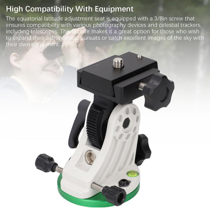 Equatorial Telescope Mount, Aluminum Alloy Telescope Tripod, Adjustable 90° Equatorial EQ Mount, Latitude Base for Accessory, Black