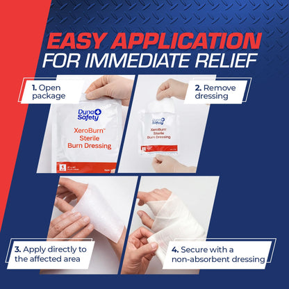 Dynarex DynaSafety XeroBurn Sterile Burn Dressings - Hydrogel Dressings with Tea Tree Oil - First Aid for Minor Burns - 4" x 4" - 15 per Box, 4 Boxes per Case