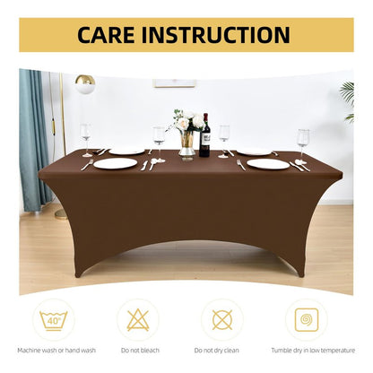 ZarzaaSik 2-Pack 8ft Spandex Table Covers for Rectangle Folding Tables - Washable Elastic Tablecloth - Ultimate Fitted Table Protector for Birthday Parties, Trade Shows, Banquet