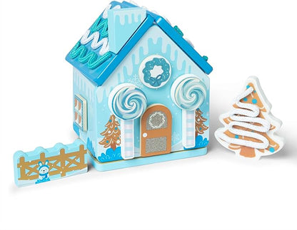 Melissa &amp Doug Winter Frost Wooden Gingerbread House Play Set for Boys and Girls 3+