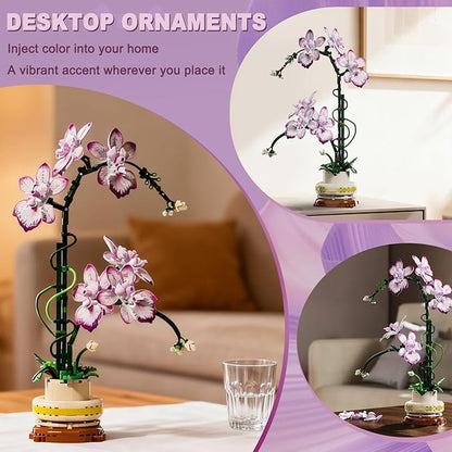 Flowers Toys Building Blocks Set with Vase Artificial Plants Building Blocks Collection Home&ampOffice Decor Gift for Adults Teen Girls