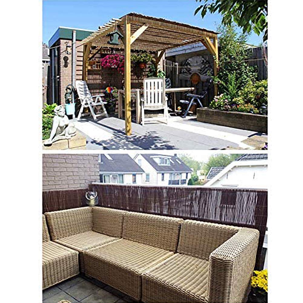 Landgarden Natural Bamboo Slat Screening, Eco-Friendly Privacy Slat Fence, Bamboo Screen Panel Roll for Balcony or as Wind and Sight Protection