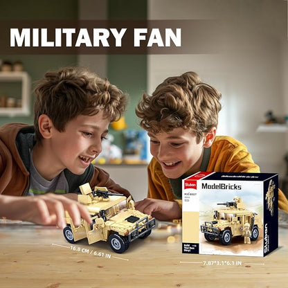 Off-Road Military Vehicle Set Inspired by WW2 Army Toys Model Kit with 2 Action Soldier Minifigures Gifts for Boys and Girls Aged 6-12 Compatible with Lego Set 265 PCS
