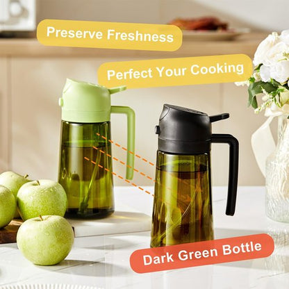 CXINYI - 16oz Olive Oil Dispenser | 2-in-1 Sprayer for Cooking & Salad - Black Light-Proof Kitchen Gadget