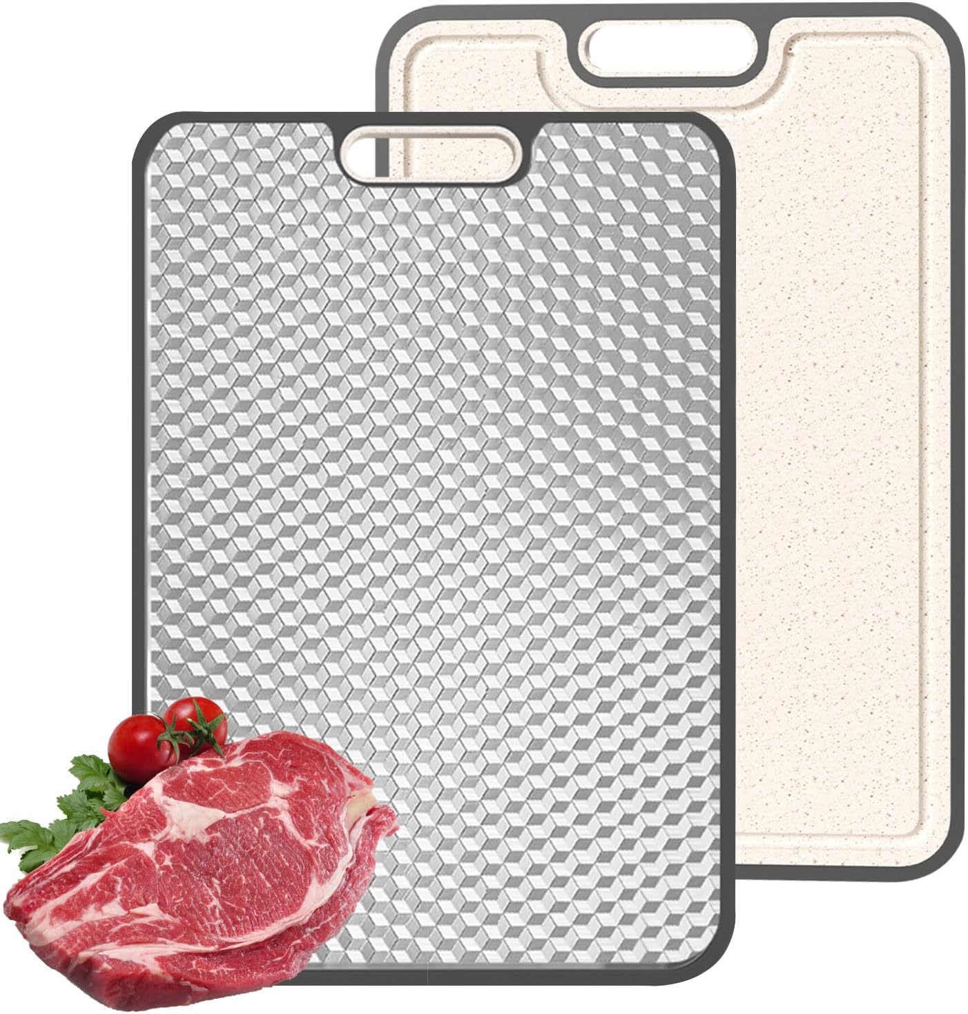 Titanium Cutting Board - Double-Sided Medical-Grade Design | Large Chopping Board with Juice Groove for Meat, Vegetables & Fruits