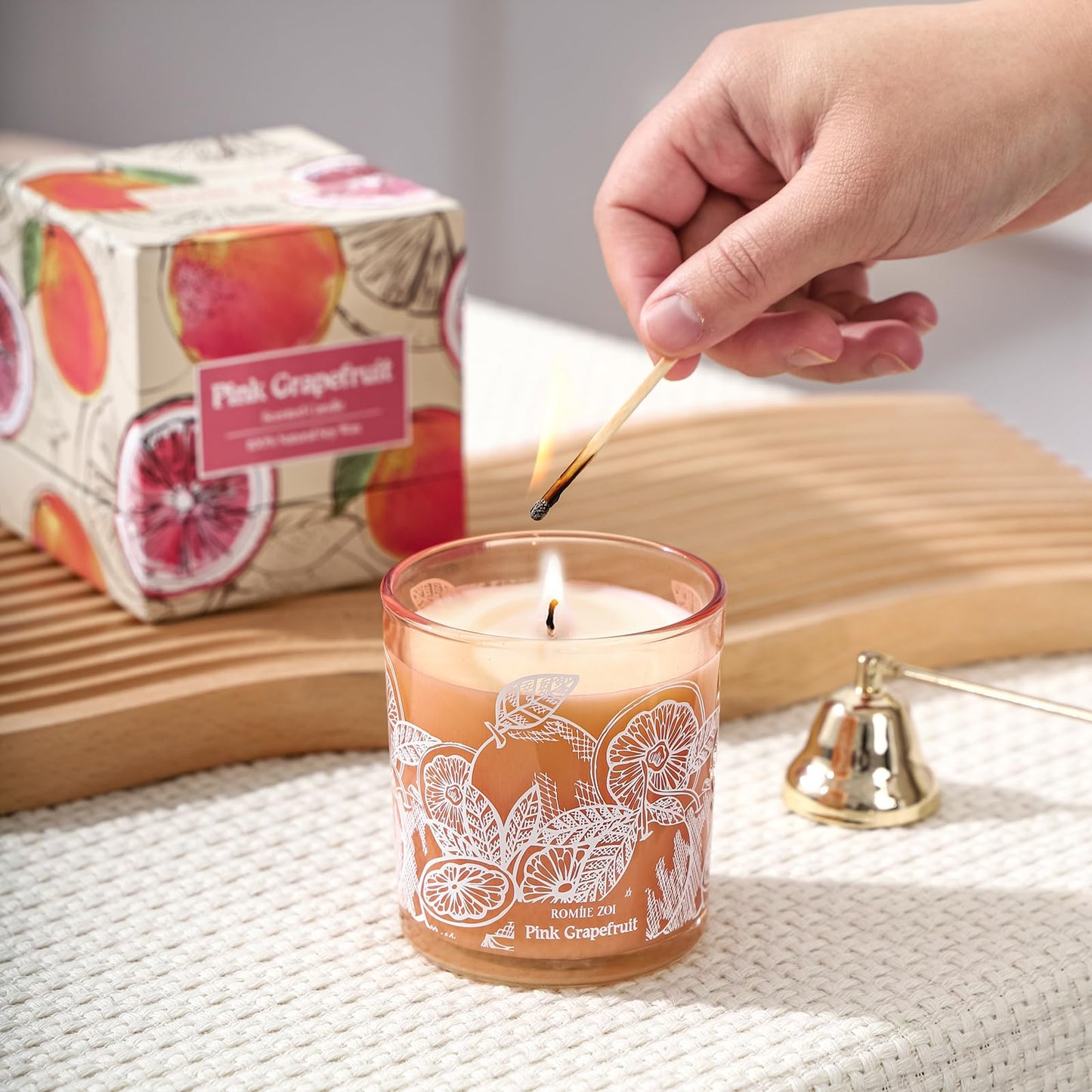 ROMIIE ZOI Scented Candle - Pink Grapefruit - 6oz Aromatherapy Soy Wax Jar Candle for Home, Gifts for Women - 170g