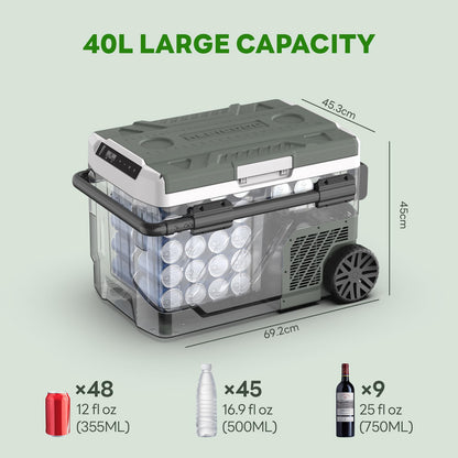 Alpicool 12V Car Refrigerator Portable Fridge Freezer, 43 QT Dual Zone Compressor Cooler with APP Control, Fast Cooling, Electric Cooler for Car Truck, RV, Camping, Travel (12/24V DC & 100-240V AC)