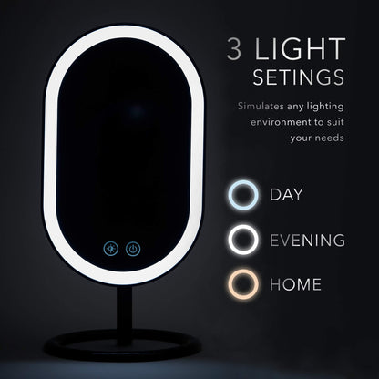Fancii Vera LED Lighted Vanity Makeup Mirror, Rechargeable - Cordless Illuminated Cosmetic Mirror with 3 Dimmable Light Settings, Dual Magnification (Chrome)