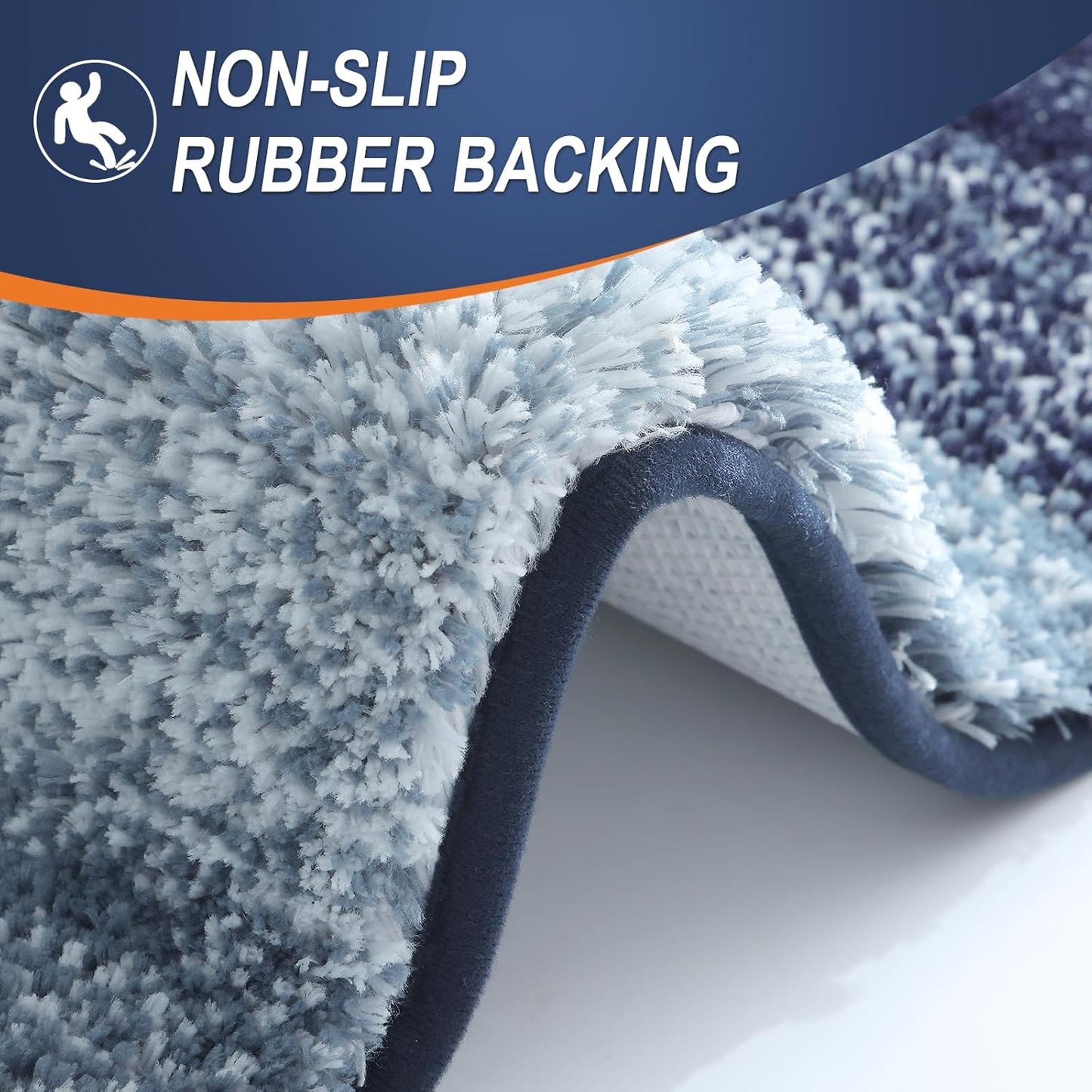 OLANLY Large Bath Rugs - Extra Soft Microfiber, Quick Dry & Washable | 54x24, Airy Blue