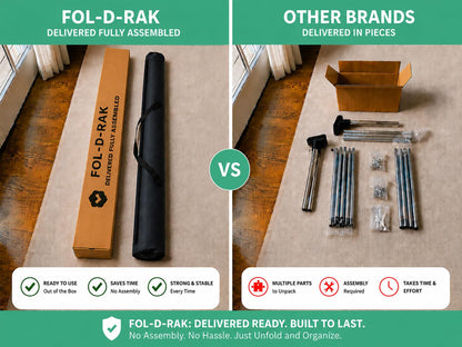 FOL-D-RAK Portable Clothing Rack, Folding Garment Rack with Carry Bag-no Assembly, lightweight 4 LB. Aluminum, 60 LB. Capacity-Travel, Closet, Retail, Trade Show, Dance Recital