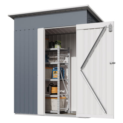 Garvee Outdoor Storage Shed 5x3 FT, Metal Garden Tool Shed with Lockable Doors & Vents, Weather-Resistant Backyard Storage Shed for Tools, Lawn Equipment & Patio