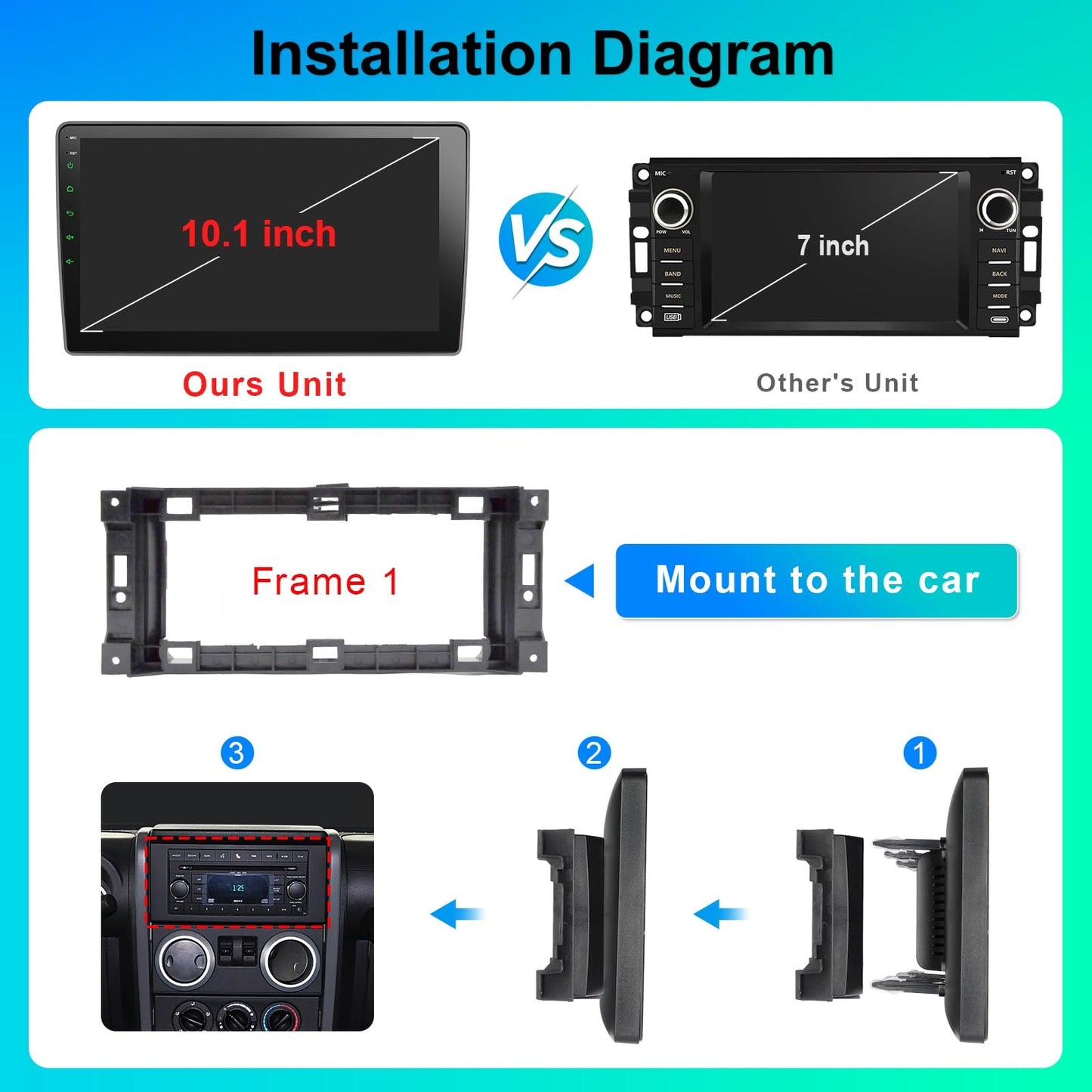 Liunx Car Radio for Jeep Wrangler JK Compass Grand Cherokee Dodge Ram Upgrade Stereo Wireless CarPlay Android Auto,10 '' Touchscreen Head Unit Bluetooth Mirror Link AM/FM SWC