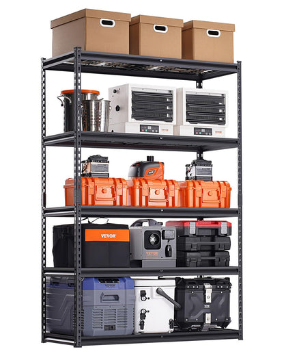 VEVOR Storage Shelves, 3000 lbs, 5 Tier Heavy Duty Garage Shelving, 20" D x 48" W x 72" H Adjustable Metal Shelves for Industrial Shelving Unit Utility Shelf, for Kitchen, Warehouse, Basement, Black