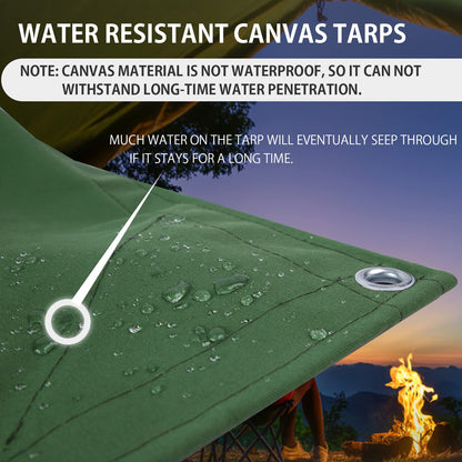 FoundGo Canvas Tarp 20x24ft Heavy Duty Waterresistant Tarps with Grommets, UV Resistant, 22 Mil Tarpaulin,14 oz Durable Cloth Covers for Car, Roof, Boat, Camp, Canopy, Woodpile with Ropes-Green