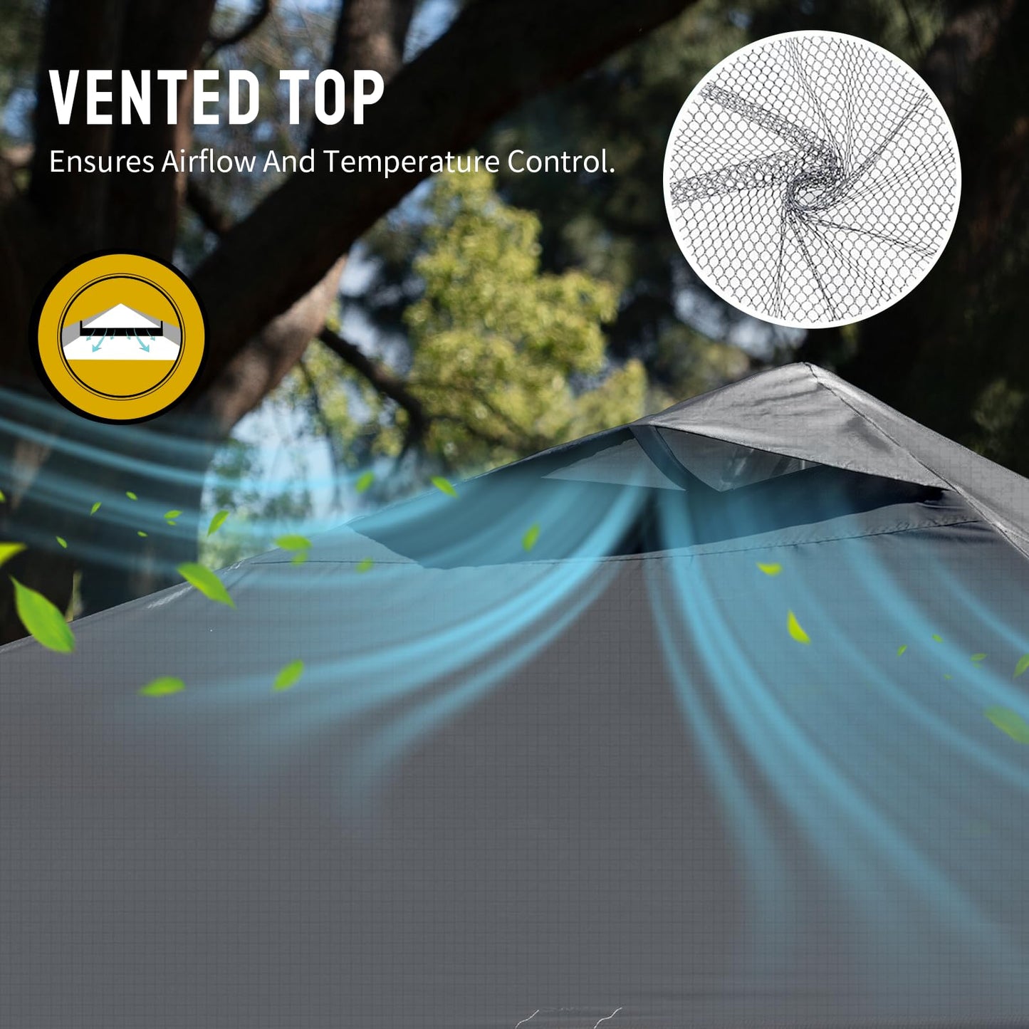 CROWN SHADES 10x10 Pop Up Canopy - Beach Tent with CenterLok One Push Setup - Easy Outdoor Sun Shade Shelter for Events, Parties - Gazebo with STO-N-Go Cover Bag, Silver Coated Top, Grid Grey