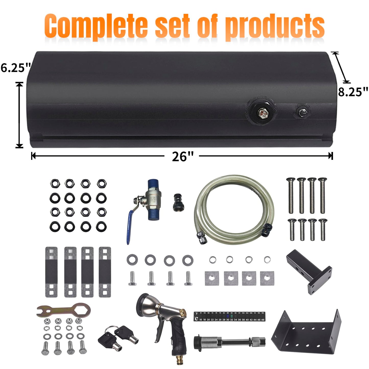 ZHSYMX 4 Gallon Pressurized Water Tank for Camping Showers and Outdoor Activities, Bumper Mount Water Storage for Vehicles,Trucks,SUV