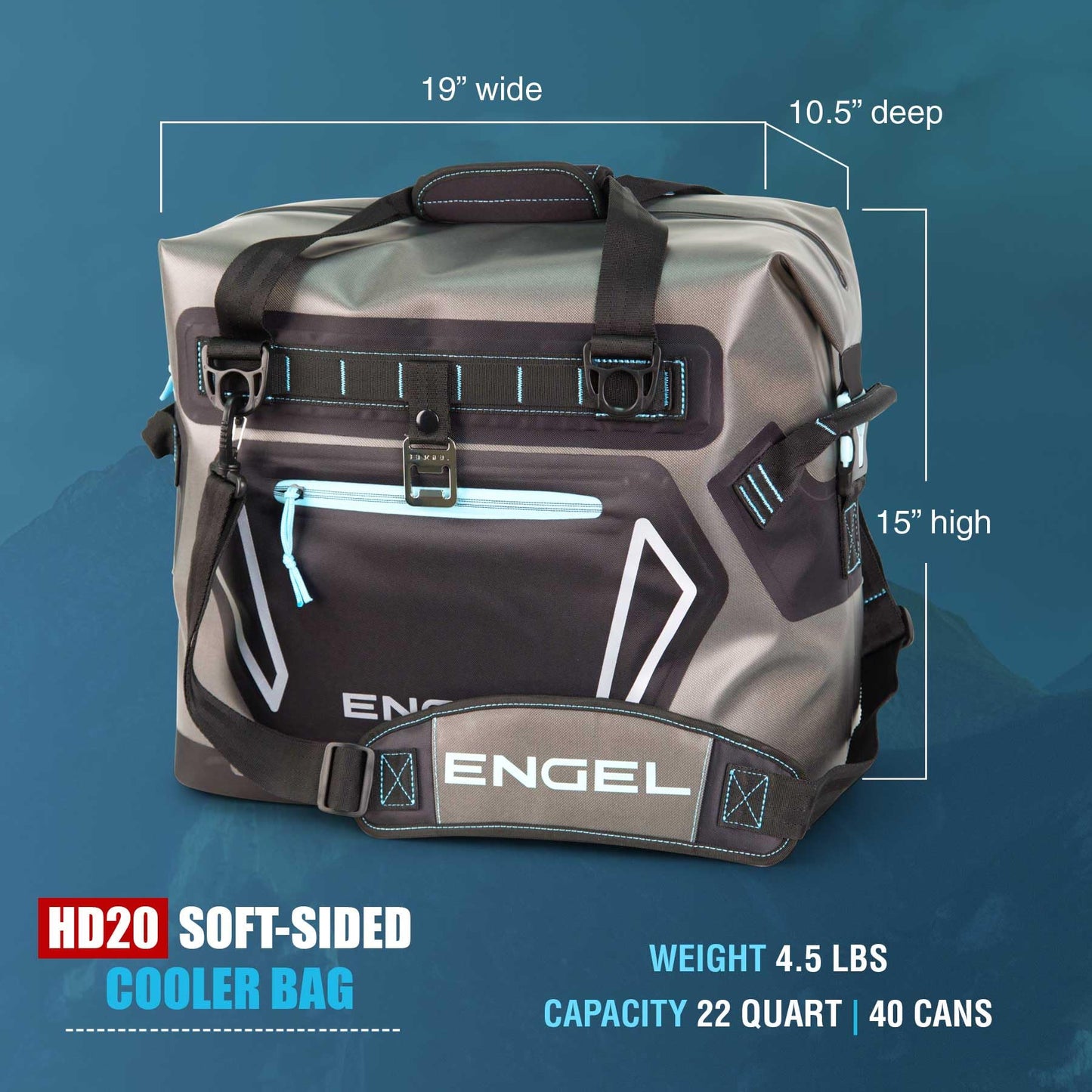 Engel HD20 High-Performance Soft Sided Tote Cooler - Durable, Leak-Proof, Portable Ice Chest for Camping, Fishing, Tailgating & Outdoor Activities - Long-Lasting Cold Retention
